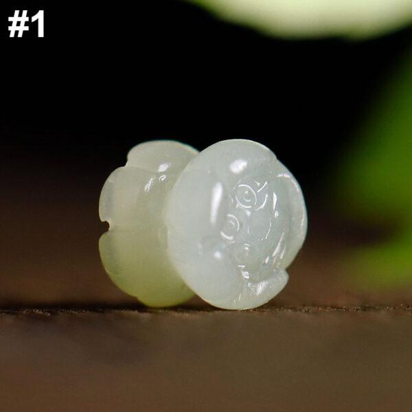 double side lotus flowers shape genuine natural nephrite jade bead - Image 6