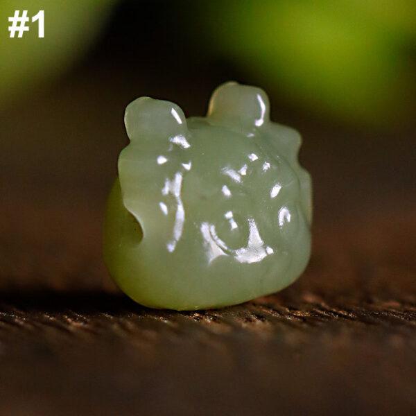 high quality cute dragon head shape genuine natural nephrite jade bead - Image 5