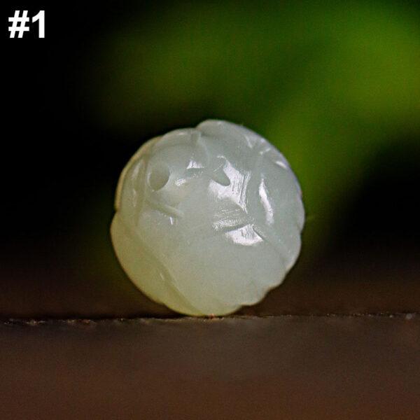 lotus flower bud shape genuine natural nephrite jade bead - Image 6