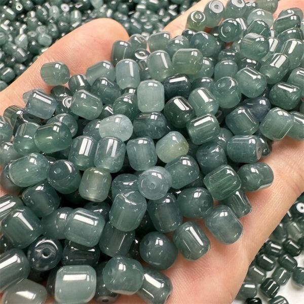 10 pcs / 20 pcs cylinder shape genuine natural icy blue jadeite bead, jade bead - Image 2