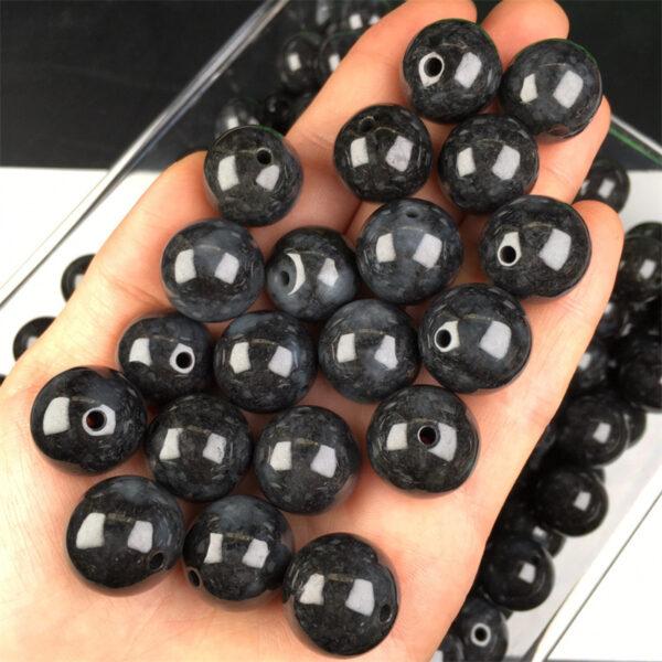 50 pcs round shape genuine natural black jadeite bead, jade bead - Image 2