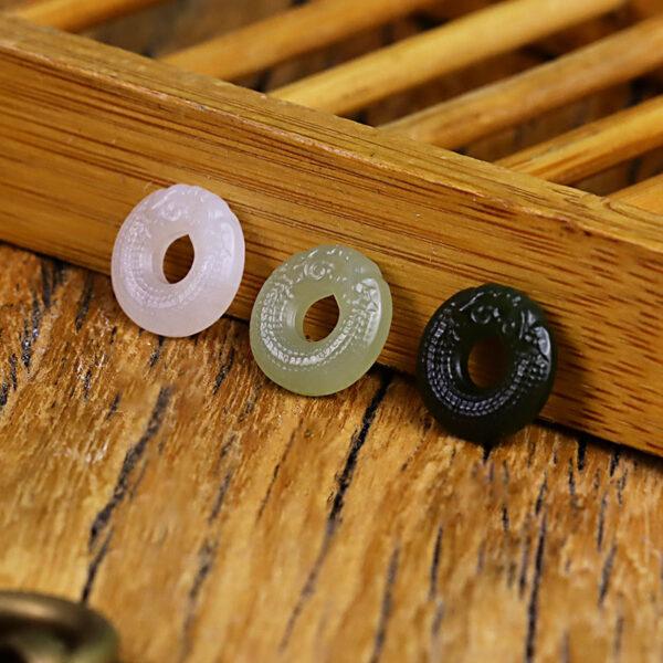 double dragon pattern ring shape genuine natural nephrite jade charm - Image 2