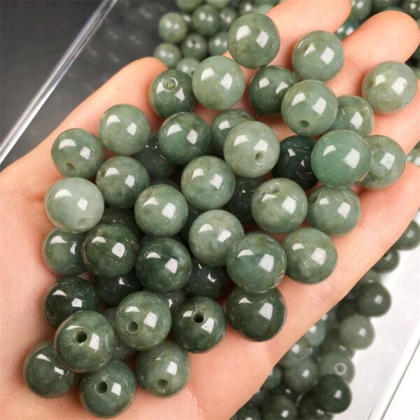20 pcs / 50 pcs 13mm round shape genuine natural oily green jadeite bead, jade bead - Image 2