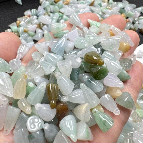10 pcs / 20 pcs lotus shape genuine natural icy colorful jadeite charm - Image 2