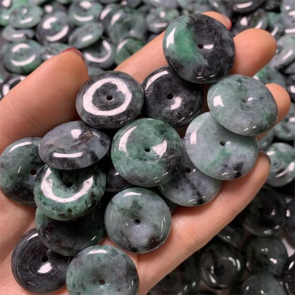 10 pcs 22 - 26 mm rondelle shape genuine natural gray jadeite bead - Image 2