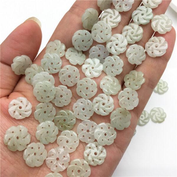20 pcs / 50 pcs 11 mm flower shape genuine natural jadeite bead - Image 2