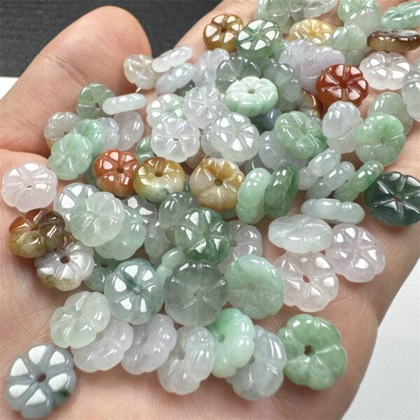 20 pcs / 50 pcs 8 mm oblate flower shape genuine natural colorful jadeite bead - Image 2