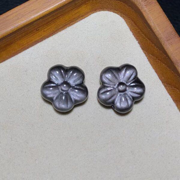 5 pcs / 10 pcs flower shape natural obsidian bead - Image 2