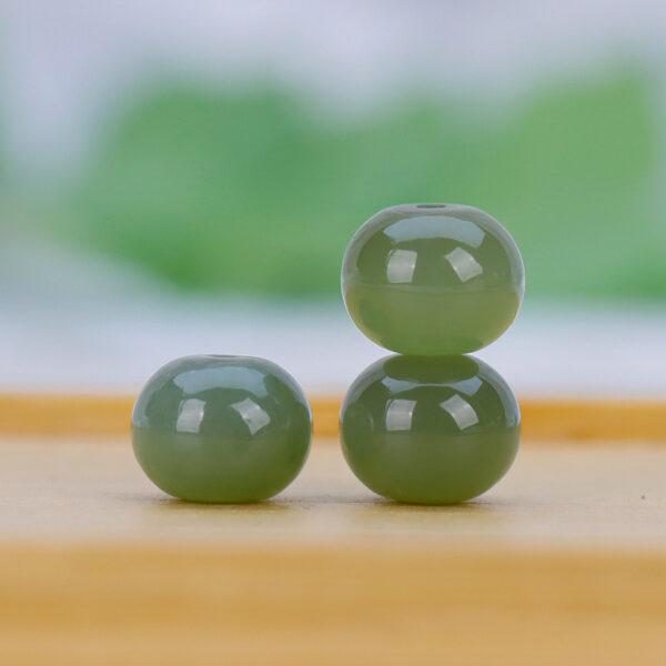 high quality rondelle shape genuine natural nephrite jade bead - Image 2