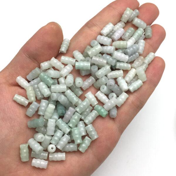 50 pcs / 100 pcs bamboo knot shape genuine natural jadeite bead, jade bead - Image 2