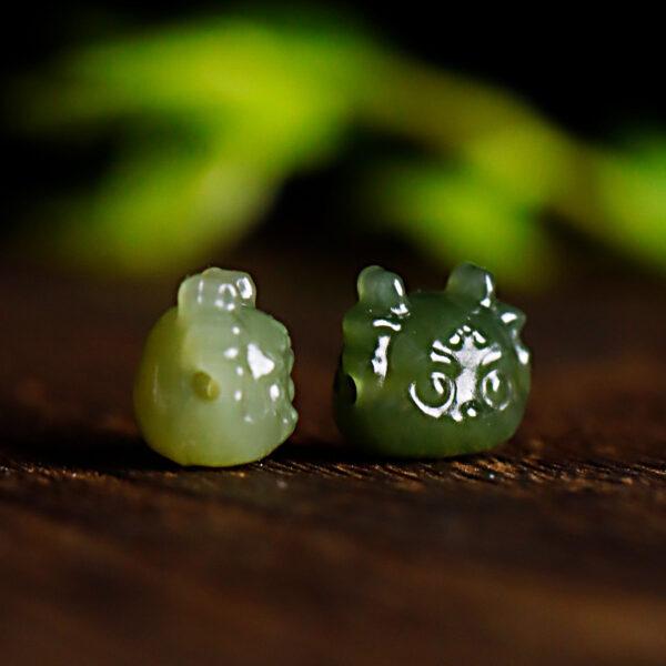 high quality cute dragon head shape genuine natural nephrite jade bead - Image 2