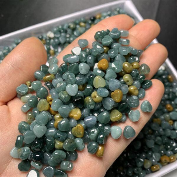 50 pcs / 100 pcs heart shape genuine natural colorful jadeite bead, jade bead - Image 2
