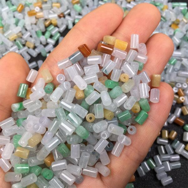 50 pcs / 100 pcs tube shape genuine natural colorful icy jadeite bead, jade bead - Image 2