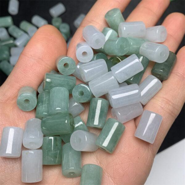 10 pcs / 20 pcs tube shape genuine white and green natural jadeite bead, jade bead - Image 2