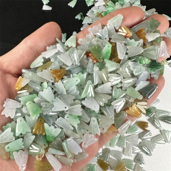 20 pcs / 50 pcs Magnolia flower shape genuine natural colorful icy jadeite charm, jade charm - Image 2