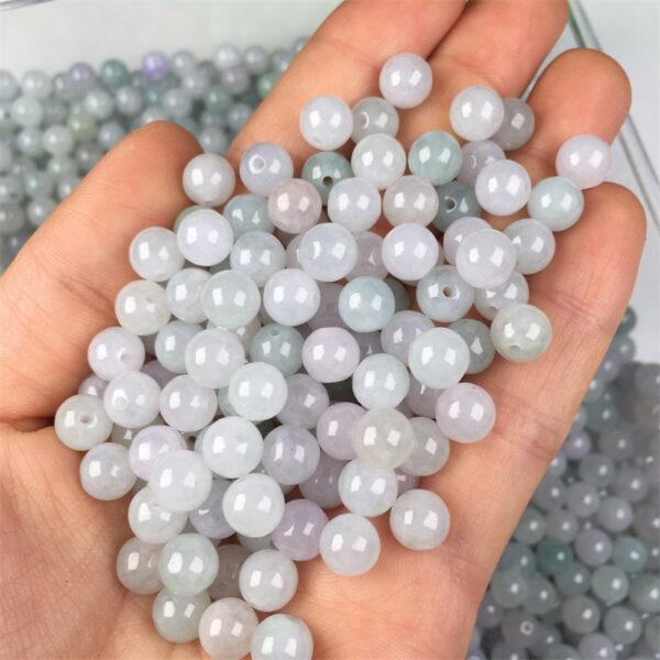 20 pcs / 50 pcs round shape genuine natural icy white and green jadeite bead, jade bead - Image 3