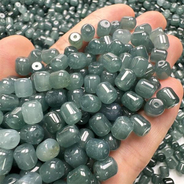 10 pcs / 20 pcs cylinder shape genuine natural icy blue jadeite bead, jade bead - Image 3