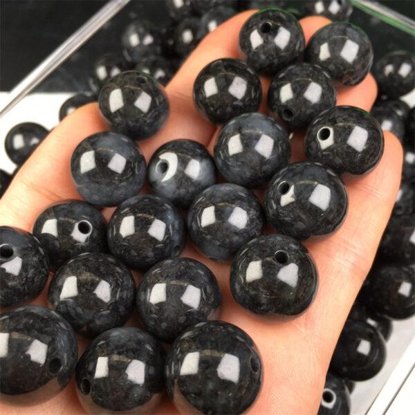 50 pcs round shape genuine natural black jadeite bead, jade bead - Image 3