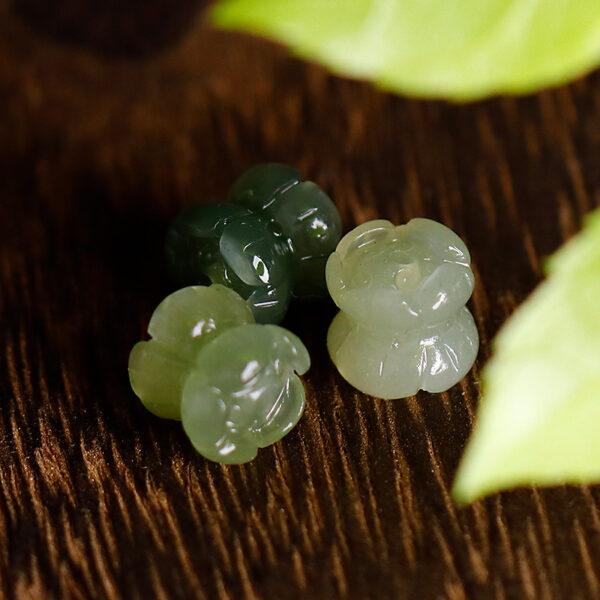double side lotus flowers shape genuine natural nephrite jade bead - Image 3