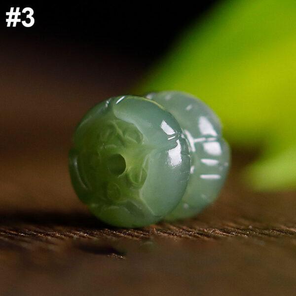 double side lotus flowers shape genuine natural nephrite jade bead - Image 8