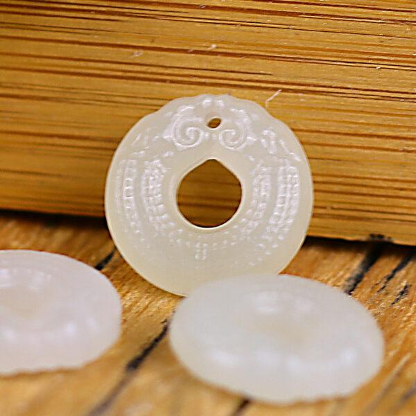double dragon pattern ring shape genuine natural nephrite jade charm - Image 3