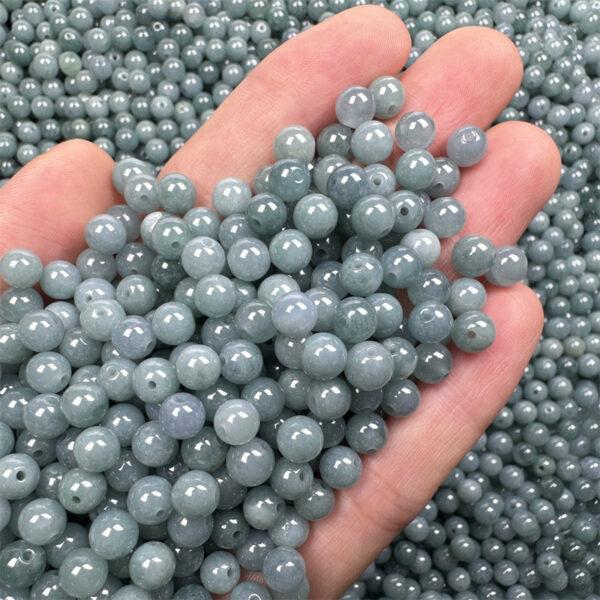 50 pcs / 100 pcs 5.5 mm round shape genuine natural light blue jadeite bead - Image 3