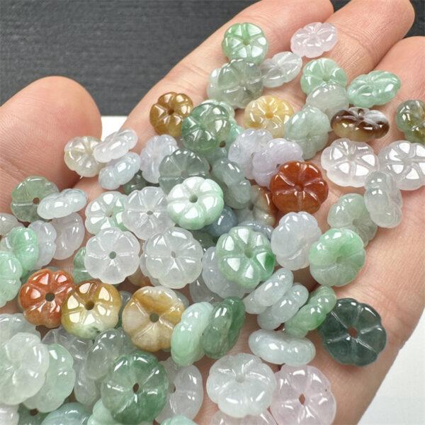20 pcs / 50 pcs 8 mm oblate flower shape genuine natural colorful jadeite bead - Image 3