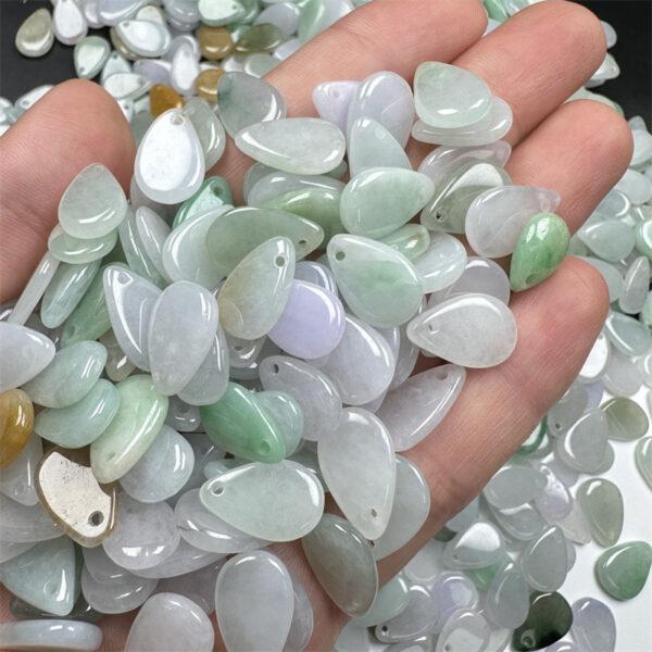 50 pcs 11 - 16 mm flat droplet shape genuine natural icy jadeite bead - Image 3