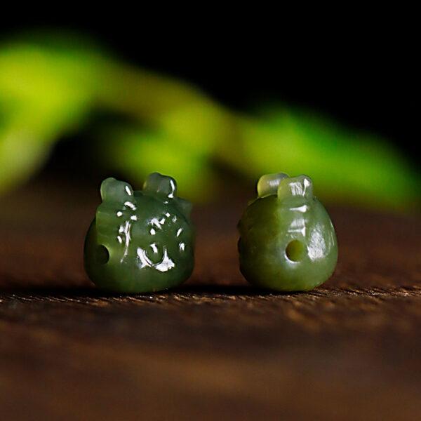 high quality cute dragon head shape genuine natural nephrite jade bead - Image 3