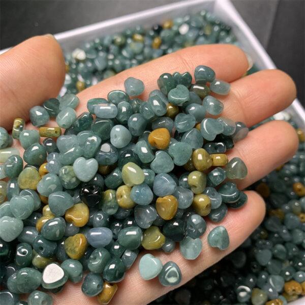 50 pcs / 100 pcs heart shape genuine natural colorful jadeite bead, jade bead - Image 3