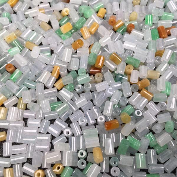 50 pcs / 100 pcs tube shape genuine natural colorful icy jadeite bead, jade bead - Image 3