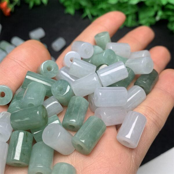 10 pcs / 20 pcs tube shape genuine white and green natural jadeite bead, jade bead - Image 3