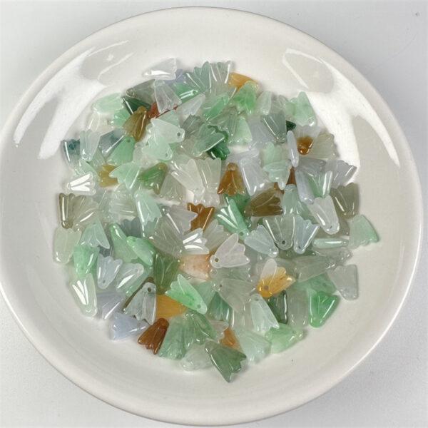 20 pcs / 50 pcs Magnolia flower shape genuine natural colorful icy jadeite charm, jade charm - Image 3