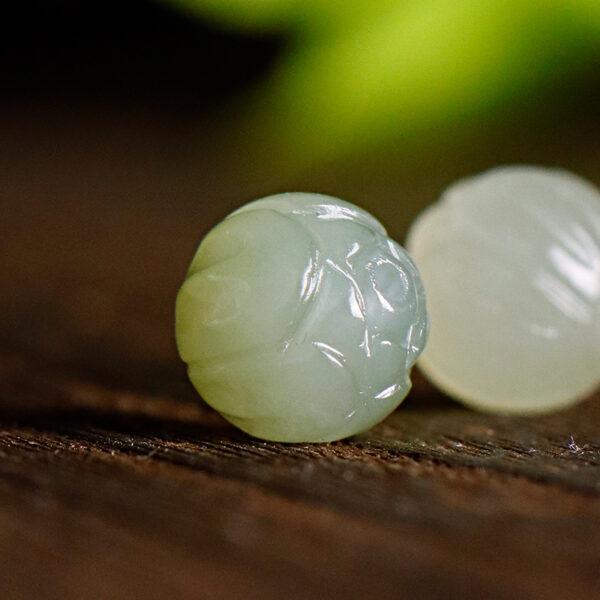 lotus flower bud shape genuine natural nephrite jade bead - Image 3