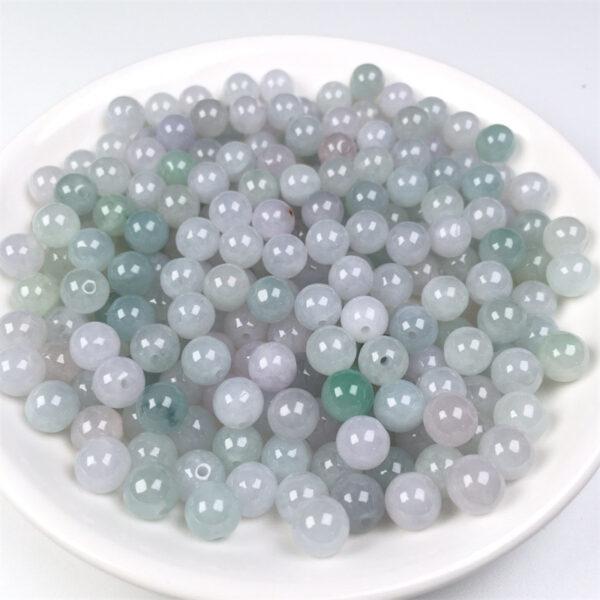 20 pcs / 50 pcs round shape genuine natural icy white and green jadeite bead, jade bead - Image 4