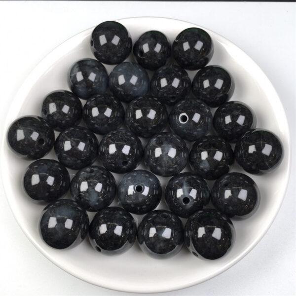 50 pcs round shape genuine natural black jadeite bead, jade bead - Image 4