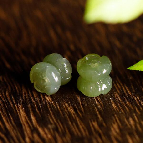 double side lotus flowers shape genuine natural nephrite jade bead - Image 4