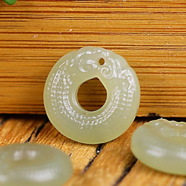 double dragon pattern ring shape genuine natural nephrite jade charm - Image 4