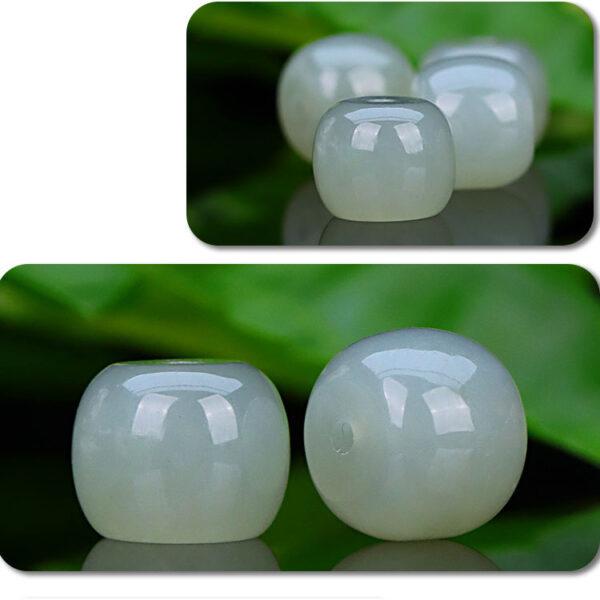 high quality drum shape genuine natural nephrite jade bead - Image 4