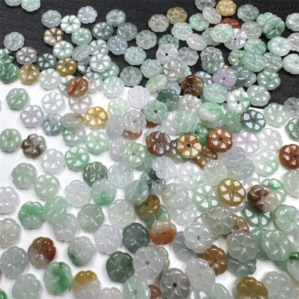 20 pcs / 50 pcs 8 mm oblate flower shape genuine natural colorful jadeite bead - Image 4