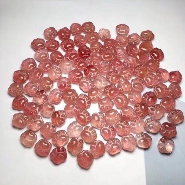 5 pcs / 10 pcs cute bear paw shape natural strawberry quartz bead - Image 4