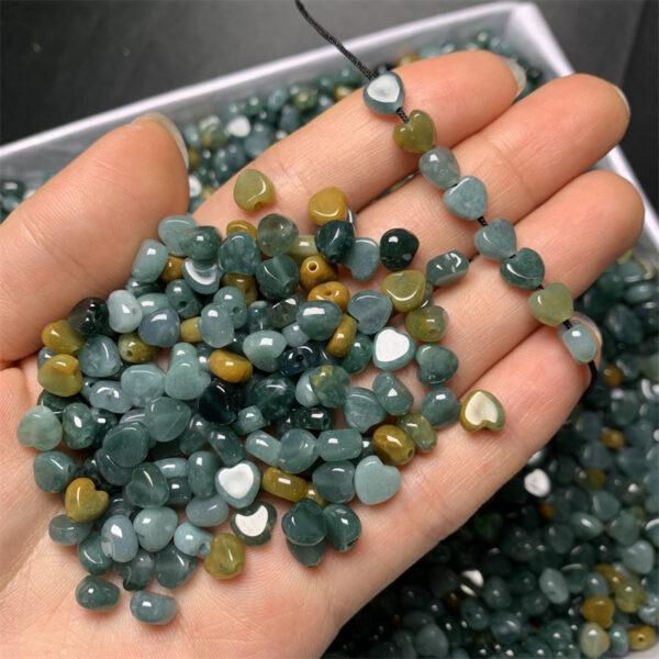 50 pcs / 100 pcs heart shape genuine natural colorful jadeite bead, jade bead - Image 4