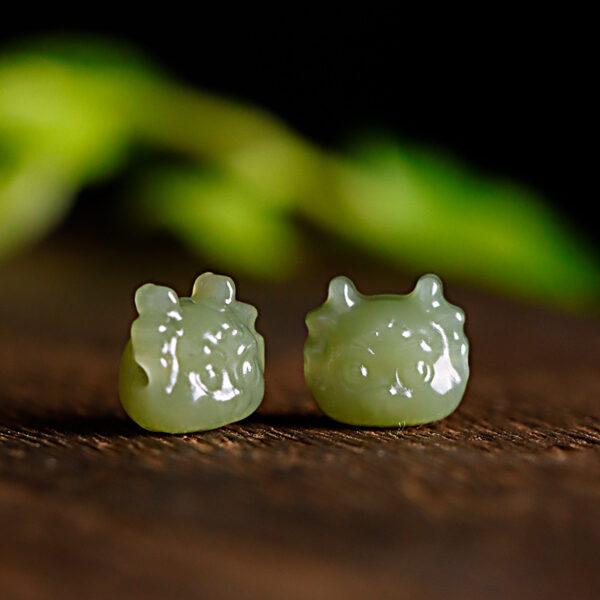high quality cute dragon head shape genuine natural nephrite jade bead - Image 4
