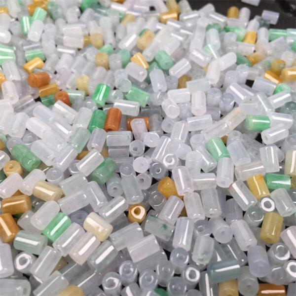 50 pcs / 100 pcs tube shape genuine natural colorful icy jadeite bead, jade bead - Image 4