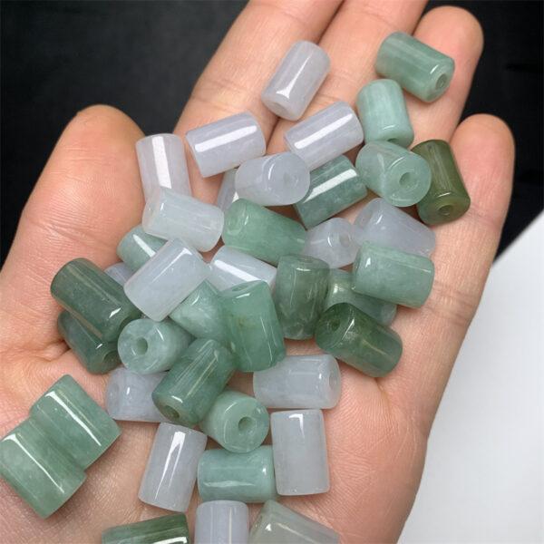 10 pcs / 20 pcs tube shape genuine white and green natural jadeite bead, jade bead - Image 4