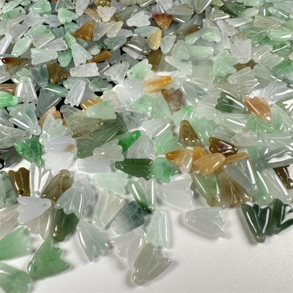 20 pcs / 50 pcs Magnolia flower shape genuine natural colorful icy jadeite charm, jade charm - Image 4