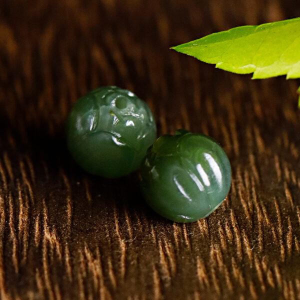 lotus flower bud shape genuine natural nephrite jade bead - Image 4