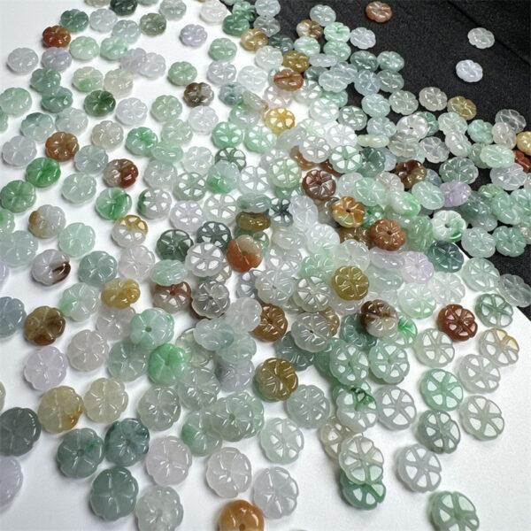 20 pcs / 50 pcs 8 mm oblate flower shape genuine natural colorful jadeite bead - Image 5