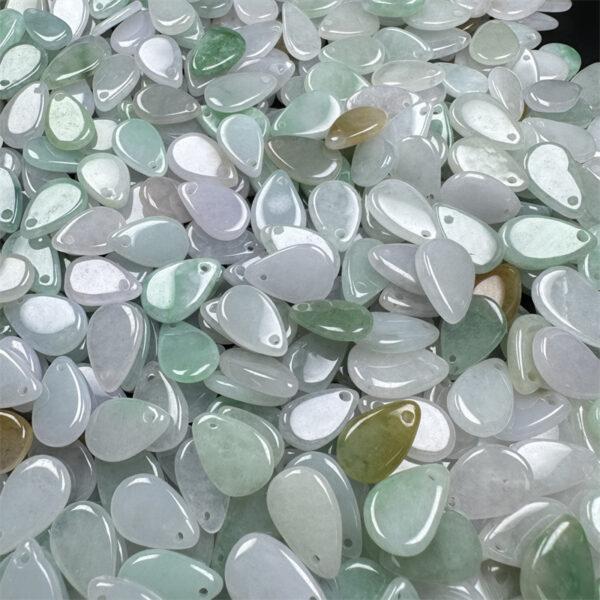 50 pcs 11 - 16 mm flat droplet shape genuine natural icy jadeite bead - Image 5