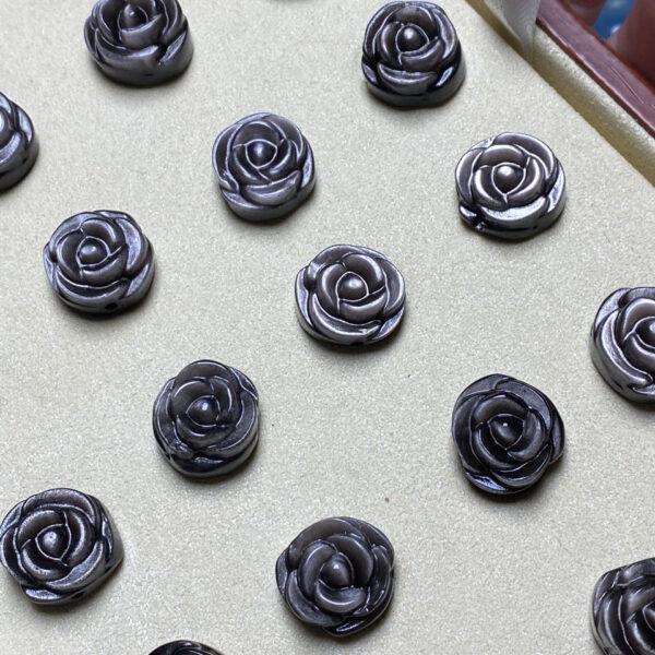 5 pcs / 10 pcs nice rose flower shape natural obsidian bead - Image 5